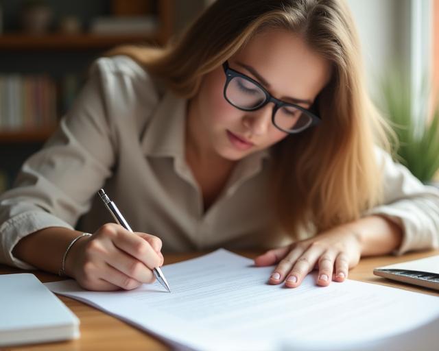 Rédactrice travaillant sur un article
